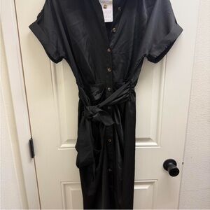 Elegant Black Button-Down Dress